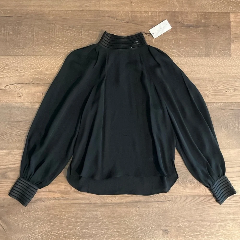 Veronica Beard Janvi black mock turtleneck blouse, 2 - Picture 4 of 10